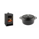 Set Kaminofen, Holzofen mit Backfach Prity, Modell FG, Leistung 14.2kW + Gusseisen Topf Tiefer Solagio, Black Onyx, Ф24 | Holzofen | Kaminofen |