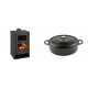 Set Kaminofen, Holzofen mit Backfach Prity, Modell FG, Leistung 14.2kW + Gusseisen Topf Flach Solagio, Black Onyx, Ф26 | Holzofen | Kaminofen |