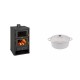 Set Kaminofen, Holzofen mit Backfach Prity, Modell FG, Leistung 14.2kW + Gusseisen Topf Tiefer Solagio, Ivory, Ф12 | Holzofen | Kaminofen |