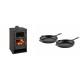 Set Kaminofen, Holzofen mit Backfach Prity, Modell FG, Leistung 14.2kW + Gusseisen Topf Set aus 2 teilen Solagio, Black Onyx | Holzofen | Kaminofen |