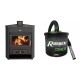 Set Kaminofen, Holzofen Wasserführend Prity, Modell AM W12, Leistung 13.5kW, Eckplatzierung + Elektrischer Aschesauger Ribimex, Modell Cenetì, Fassungsvermögen 15 L | Wasserführender Kaminofen | Kaminofen |