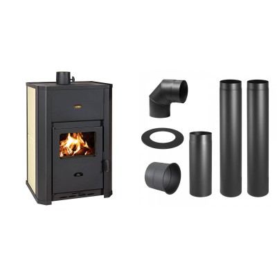Set Kaminofen, Holzofen Wasserführend Prity WD W24 D, Leistung 24.3kW + Schornstein Bausatz PARKANEX, Stahl Ø150, Dicke 2mm - Prity