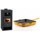 Set Kaminofen, Holzofen mit Backfach Prity, Modell FM D, Leistung 12.1kW + Emaillierte grillpfanne Gusseisen Solagio, Dijon, 28х28cm | Holzofen | Kaminofen |