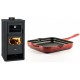 Set Kaminofen, Holzofen mit Backfach Prity, Modell FM D, Leistung 12.1kW + Emaillierte grillpfanne Gusseisen Solagio, Rubin, 28x28cm | Holzofen | Kaminofen |