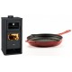 Set Kaminofen, Holzofen mit Backfach Prity, Modell FM D, Leistung 12.1kW + Emaillierte grillpfanne Gusseisen Solagio, Rubin, Ф28cm | Holzofen | Kaminofen |