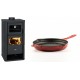 Set Kaminofen, Holzofen mit Backfach Prity, Modell FM D, Leistung 12.1kW + Emaillierte grillpfanne Gusseisen Solagio, Rubin, Ф24cm | Holzofen | Kaminofen |