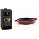 Set Kaminofen, Holzofen mit Backfach Prity, Modell FM D, Leistung 12.1kW + Emaillierte gusseisenpfanne mit zwei Griffen Solagio, Rubin, Ф22cm | Holzofen | Kaminofen |
