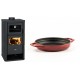 Set Kaminofen, Holzofen mit Backfach Prity, Modell FM D, Leistung 12.1kW + Emaillierte gusseisenpfanne mit zwei Griffen Solagio, Rubin, Ф19cm | Holzofen | Kaminofen |