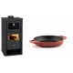 Set Kaminofen, Holzofen mit Backfach Prity, Modell FM D, Leistung 12.1kW + Emaillierte gusseisenpfanne mit zwei Griffen Solagio, Rubin, Ф16cm | Holzofen | Kaminofen |