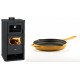 Set Kaminofen, Holzofen mit Backfach Prity, Modell FM D, Leistung 12.1kW + Emaillierte Gusseisenpfanne Solagio, Dijon, Ф24cm | Holzofen | Kaminofen |