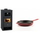 Set Kaminofen, Holzofen mit Backfach Prity, Modell FM D, Leistung 12.1kW + Emaillierte Gusseisenpfanne Solagio, Rubin, Ф24cm | Holzofen | Kaminofen |