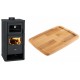 Set Kaminofen, Holzofen mit Backfach Prity, Modell FM D, Leistung 12.1kW + Holz untersetzer für gusseisenplatte Solagio HSST2131 | Holzofen | Kaminofen |