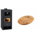 Set Kaminofen, Holzofen mit Backfach Prity, Modell FM D, Leistung 12.1kW + Holz untersetzer für ovale platte Solagio HSOISK1728, 17x28cm | Holzofen | Kaminofen |