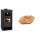 Set Kaminofen, Holzofen mit Backfach Prity, Modell FM D, Leistung 12.1kW + Holz untersetzer für gusseisenplatte Solagio HSYSAK20 | Holzofen | Kaminofen |