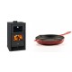 Set Kaminofen, Holzofen mit Backfach Prity, Modell FG D, Leistung 14.2kW + Emaillierte grillpfanne Gusseisen Solagio, Rubin, Ф28cm | Holzofen | Kaminofen |