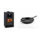 Set Kaminofen, Holzofen mit Backfach Prity, Modell FG D, Leistung 14.2kW + Emaillierte grillpfanne Gusseisen Solagio, Black Onyx, Ф24cm | Holzofen | Kaminofen |