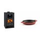 Set Kaminofen, Holzofen mit Backfach Prity, Modell FG D, Leistung 14.2kW + Emaillierte gusseisenpfanne mit zwei Griffen Solagio, Rubin, Ф16cm | Holzofen | Kaminofen |