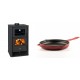 Set Kaminofen, Holzofen mit Backfach Prity, Modell FG D, Leistung 14.2kW + Emaillierte Gusseisenpfanne Solagio, Rubin, Ф28cm | Holzofen | Kaminofen |