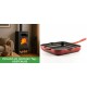 Set Kaminofen, Holzofen mit Backfach Balkan Energy, Modell Troy, Leistung 7.8kW + Emaillierte grillpfanne Gusseisen Solagio, Rubin, 28x28cm | Holzofen | Kaminofen |