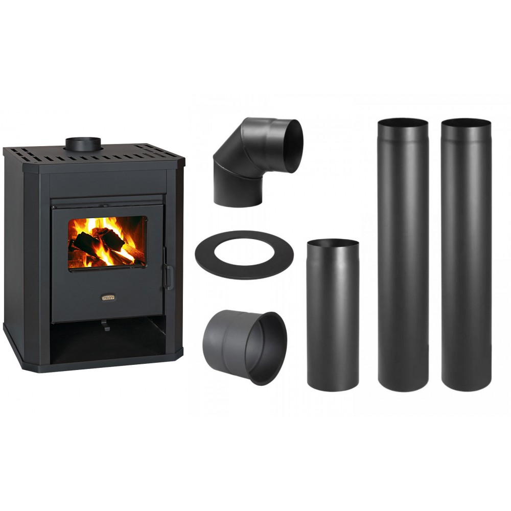 Set Kaminofen, Holzofen Prity Modell WD D, Leistung 15.9kW + Schornstein Bausatz PARKANEX, Stahl Ø150, Dicke 2mm | Holzofen | Kaminofen |