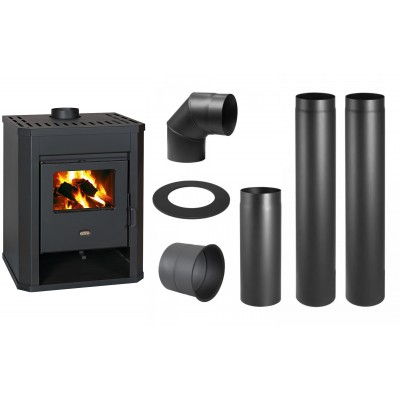 Set Kaminofen, Holzofen Prity Modell WD D, Leistung 15.9kW + Schornstein Bausatz PARKANEX, Stahl Ø150, Dicke 2mm - Prity