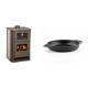 Set Kaminofen, Holzofen Wasserführend mit Backfach Balkan Energy, Modell Suzana Ceramic, 11.6kW - 17.5kW + Emaillierte gusseisenpfanne mit zwei Griffen Solagio, Black Onyx, Ф19cm | Wasserführender Kaminofen | Kaminofen |