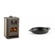 Set Kaminofen, Holzofen Wasserführend mit Backfach Balkan Energy, Modell Suzana Ceramic, 11.6kW - 17.5kW + Emaillierte gusseisenpfanne mit zwei Griffen Solagio, Black Onyx, Ф16cm | Wasserführender Kaminofen | Kaminofen |