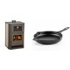 Set Kaminofen, Holzofen Wasserführend mit Backfach Balkan Energy, Modell Suzana Ceramic, 11.6kW - 17.5kW + Emaillierte Gusseisenpfanne Solagio, Black Onyx, Ф28cm | Wasserführender Kaminofen | Kaminofen |