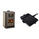 Set Kaminofen, Holzofen Wasserführend mit Backfach Balkan Energy, Modell Suzana Ceramic, 11.6kW - 17.5kW + Emaillierte grillpfanne Gusseisen Solagio, Black Onyx, 26x32cm | Wasserführender Kaminofen | Kaminofen |