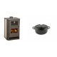 Set Kaminofen, Holzofen Wasserführend mit Backfach Balkan Energy, Modell Suzana Ceramic, 11.6kW - 17.5kW + Gusseisen Topf Tiefer Solagio, Black Onyx, Ф12 | Wasserführender Kaminofen | Kaminofen |