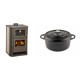 Set Kaminofen, Holzofen Wasserführend mit Backfach Balkan Energy, Modell Suzana Ceramic, 11.6kW - 17.5kW + Gusseisen Topf Tiefer Solagio, Black Onyx, Ф24 | Wasserführender Kaminofen | Kaminofen |