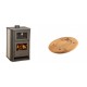 Set Kaminofen, Holzofen Wasserführend mit Backfach Balkan Energy, Modell Suzana Ceramic, 11.6kW - 17.5kW + Holz untersetzer für ovale platte Solagio HSOISK1728, 17x28cm | Wasserführender Kaminofen | Kaminofen |