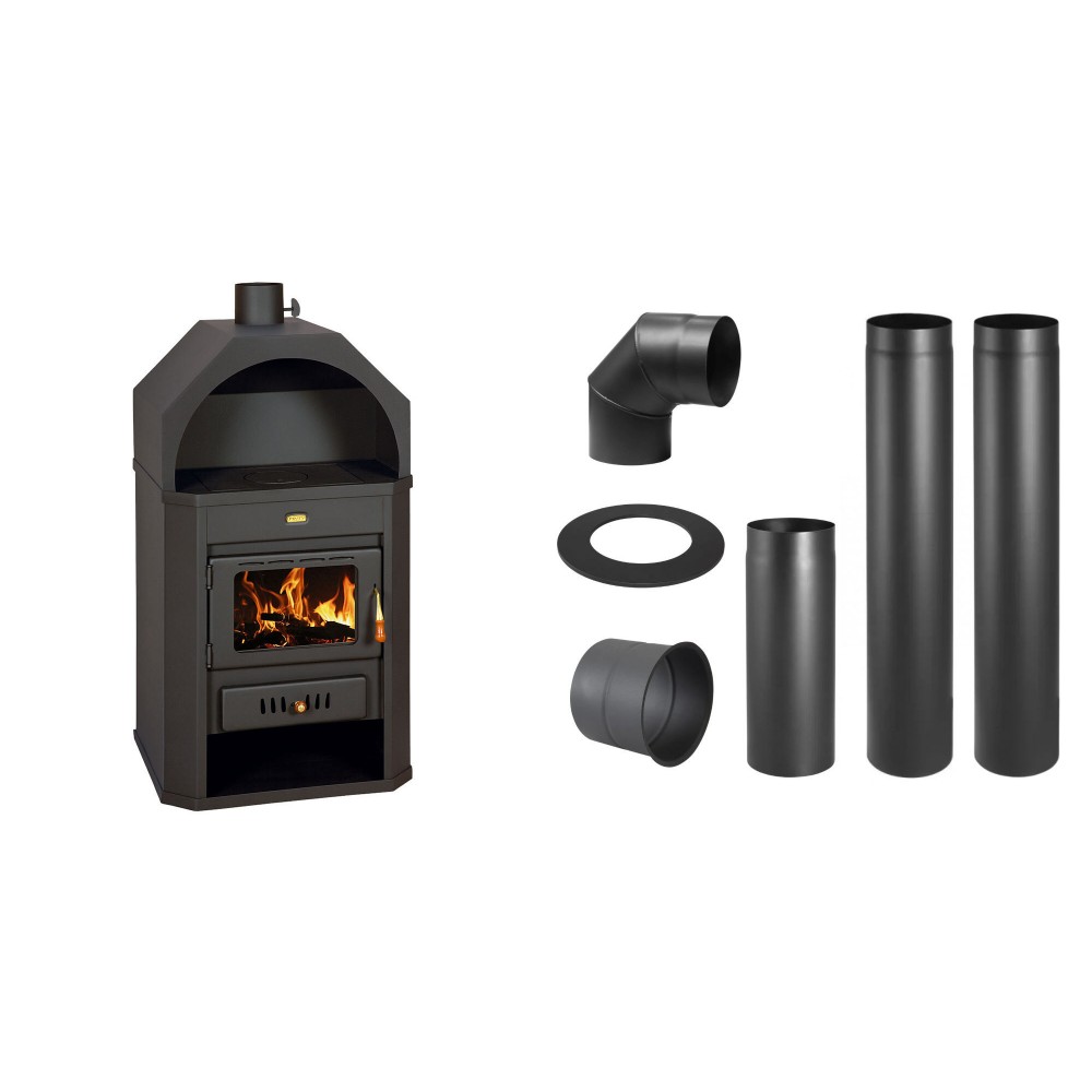 Set Holzofen Prity, Modell Prity, Leistung 15.9kW + Schornstein Bausatz PARKANEX, Stahl Ø130, Dicke 2mm | Holzofen | Kaminofen |