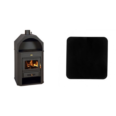 Set Holzofen Prity, Modell Prity, Leistung 15.9kW + Funkenschutzplatte Stahl 2mm, Größe 98x98cm - Prity