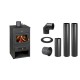 Set Kaminofen, Holzofen Wasserführend Prity, Modell K1 W8, Leistung 13.1kW + Schornstein Bausatz PARKANEX, Stahl Ø130, Dicke 2mm | Wasserführender Kaminofen | Kaminofen |