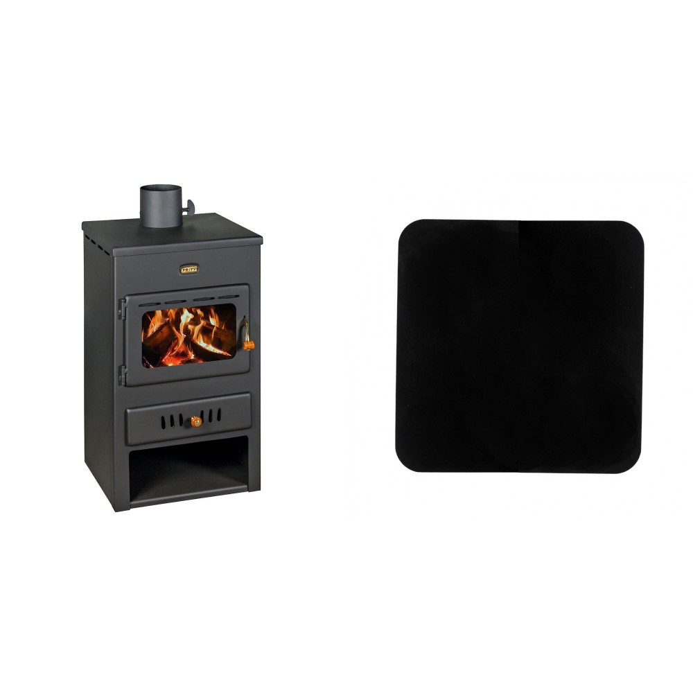 Set Kaminofen, Holzofen Wasserführend Prity, Modell K1 W8, Leistung 13.1kW + Funkenschutzplatte Stahl 2mm, Größe 98x98cm | Wasserführender Кaminofen Prity | Kaminofen |
