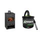 Set Kaminofen, Holzofen Wasserführend Prity, Modell K1 W8, Leistung 13.1kW + Elektrischer Aschesauger Ribimex, Modell Cenetì, Fassungsvermögen 15 L | Wasserführender Кaminofen Prity | Kaminofen |