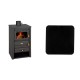 Set Kaminofen, Holzofen Prity, Modell K22, Leistung 10.4kW + Funkenschutzplatte Stahl 2mm, Größe 98x98cm | Holzofen | Kaminofen |