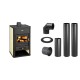 Set Kaminofen, Holzofen Wasserführend Prity, Modell S1 W10, Leistung 13.3kW + Schornstein Bausatz PARKANEX, Stahl Ø130, Dicke 2mm | Wasserführender Kaminofen | Kaminofen |