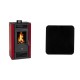 Set Kaminofen, Holzofen Prity K3 GT D Rot, 8.1 kW + Funkenschutzplatte Stahl 2mm, Größe 98x98cm | Holzofen | Kaminofen |