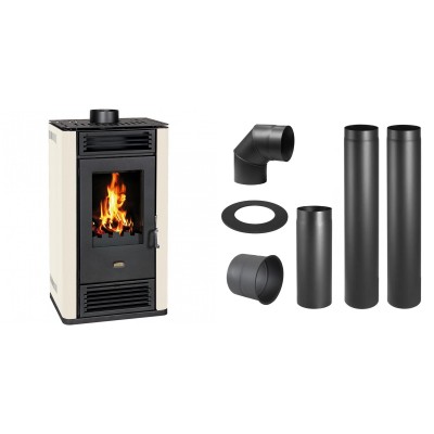 Set Kaminofen, Holzofen Prity K3 GT D, 8.1 kW + Schornstein Bausatz PARKANEX, Stahl Ø150, Dicke 2mm - Prity
