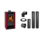 Set Kaminofen, Holzofen Prity K2 GT Rot, 8.1 kW + Schornstein Bausatz PARKANEX, Stahl Ø150, Dicke 2mm | Holzofen | Kaminofen |