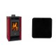 Set Kaminofen, Holzofen Prity K2 GT Rot, 8.1 kW + Funkenschutzplatte Stahl 2mm, Größe 98x98cm | Holzofen | Kaminofen |