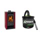 Set Kaminofen, Holzofen Prity K2 GT Rot, 8.1 kW + Elektrischer Aschesauger Ribimex, Modell Cenetì, Fassungsvermögen 15 L | Holzofen | Kaminofen |