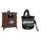 Set Kaminofen, Holzofen mit Backfach Prity, Modell FMS RK Braun, Leistung 12kW, Keramikverkleidung, Füße + Elektrischer Aschesauger Ribimex, Modell Cenetì, Fassungsvermögen 15 L | Kaminofen Prity | Prity |