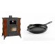 Set Kaminofen, Holzofen mit Backfach Prity, Modell FMS RK Braun, Leistung 12kW, Keramikverkleidung, Füße + Emaillierte grillpfanne Gusseisen Solagio, Black Onyx, Ф24cm | Holzofen | Kaminofen |