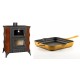 Set Kaminofen, Holzofen mit Backfach Prity, Modell FMS RK Braun, Leistung 12kW, Keramikverkleidung, Füße + Emaillierte Gusseisenpfanne Solagio, Dijon, 28x28cm | Holzofen | Kaminofen |