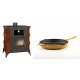 Set Kaminofen, Holzofen mit Backfach Prity, Modell FMS RK Braun, Leistung 12kW, Keramikverkleidung, Füße + Emaillierte Gusseisenpfanne Solagio, Dijon, Ф24cm | Holzofen | Kaminofen |