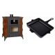 Set Kaminofen, Holzofen mit Backfach Prity, Modell FMS RK Braun, Leistung 12kW, Keramikverkleidung, Füße + Emaillierte grillpfanne Gusseisen Solagio, Black Onyx, 26x32cm | Holzofen | Kaminofen |