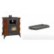 Set Kaminofen, Holzofen mit Backfach Prity, Modell FMS RK Braun, Leistung 12kW, Keramikverkleidung, Füße + Mini-Grillplatte aus Gusseisen Solagio, 15.5x22.5cm | Holzofen | Kaminofen |
